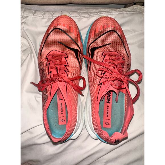 Men’s Hoka Mach X 2 running shoes Grapefruit/Electric Coral Size 10 - Picture 5 of 7